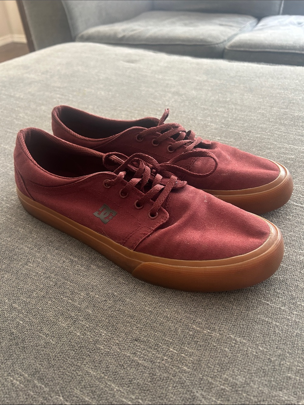 DC Men’s Maroon Canvas Low-Top Sneakers with Gum Sole